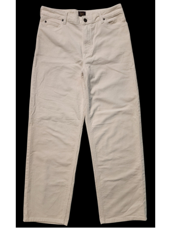 Lee Pants - Lee Corduroy Pants Women's Size 30 Cream White Pinstripe Straight Leg 99% Cotton